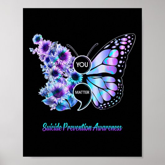 Suizidverhütung Semicolon Butterfly Poster (Vorne)