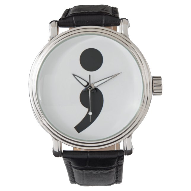 Suizidverhütung Semicolon Watch Armbanduhr (Vorderseite)