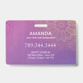 Sukhasna Pose Lila Mandala Chakra Abzeichen Ausweis (Back)