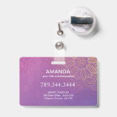 Sukhasna Pose Lila Mandala Chakra Abzeichen Ausweis (Back with Retractable)