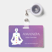 Sukhasna Pose Lila Mandala Chakra Abzeichen Ausweis (Front with Retractable)