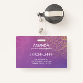 Sukhasna Pose Lila Mandala Chakra Abzeichen Ausweis (Rückseite mit Rechteck)