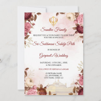 Sukhmani Sahib Paath Invitation Card, Akhnda Path Einladung