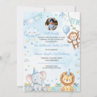 Sukhmani Sahib Path Baby Boy 1. Geburtstagskarte Einladung
