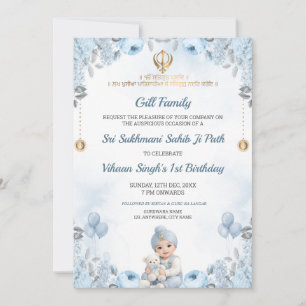 Sukhmani Sahib Path Baby Boy Geburtstags-Einladung Einladung