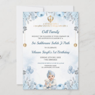 Sukhmani Sahib Path Baby Boy Geburtstags-Einladung Einladung