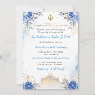 Sukhmani Sahib Path Geburtstagskarte Einladung