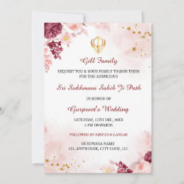 Sukhmani Sahib Path Invitation, Sikh Wedding Card Einladung