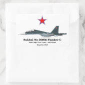 Sukhoi Profile Su-30SM Flanker-C Rechteckiger Aufkleber (Tasche)