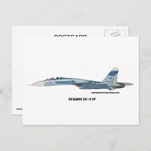 Sukhoi SU-27P Flanker Postkarte (Vorne/Hinten)