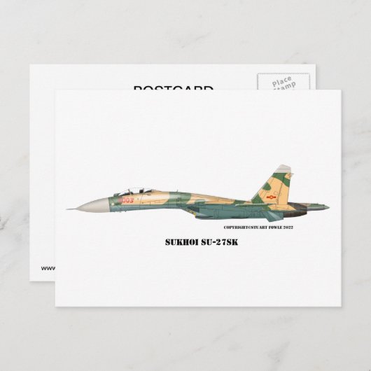 Sukhoi SU-27SK Flanker Postkarte (Vorne/Hinten)