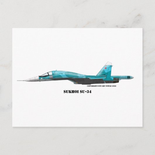 Sukhoi SU-34 Jetfighter Postkarte (Vorderseite)