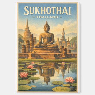 Sukhothai city, Thailand, in a classic retro Magnet