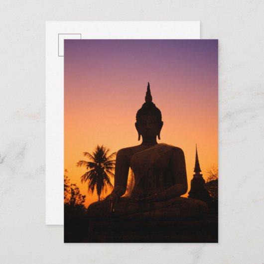 Sukhothai, Wat Mahathat at Sunset Postkarte (Vorne/Hinten)