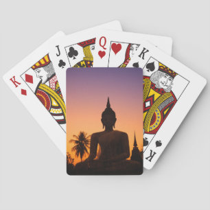 Sukhothai, Wat Mahathat bei Sonnenuntergang Spielkarten