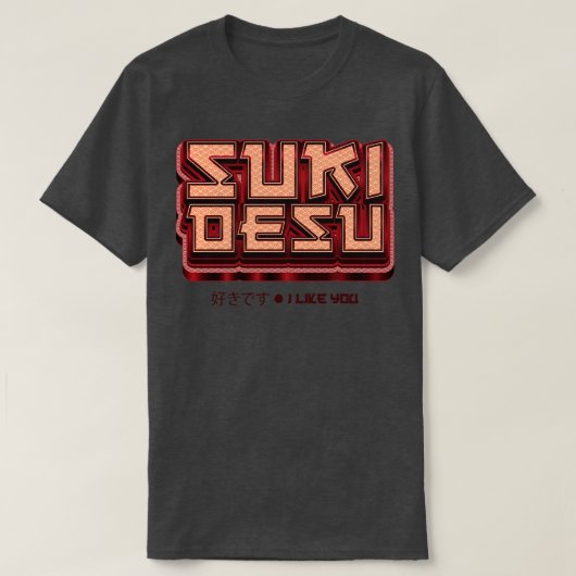 Suki Desu I like you Japanese Wave Pattern T-Shirt (Design vorne)