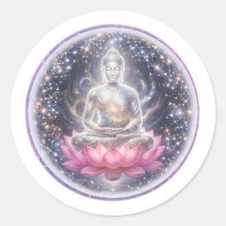 Sukiti Friedliche Lotus-Meditations-Kunstaufkleber Runder Aufkleber