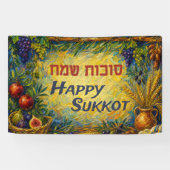 Sukkah-Banner, Sukkot Sameach Sieben Arten  Banner (Horizontal)