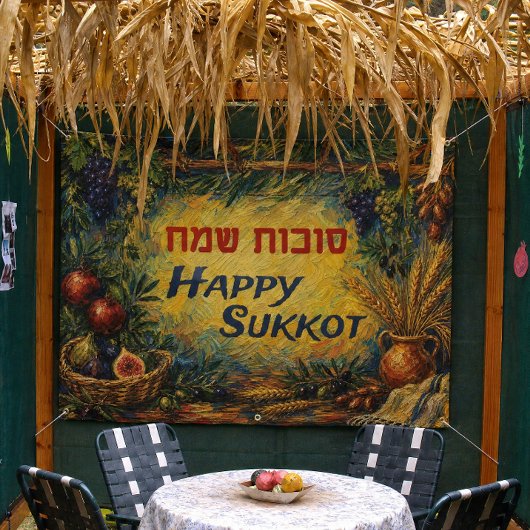 Sukkah-Banner, Sukkot Sameach Sieben Arten  Banner