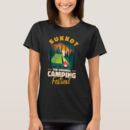 Sukkot Das Camping Festival Sukkah Lulav T-Shirt (Vorderseite)