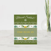 Sukkot Etrog Palms Lulav English Hebrew Green Card Dankeskarte (Vorderseite)