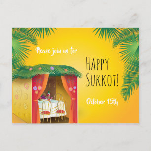 Sukkot-Festparty Sukka Lulav & Etrog Einladung Postkarte