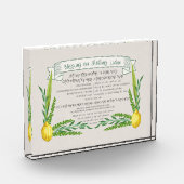 Sukkot Hebrew Segen für das Schütteln Lulav Sukkka Fotoblock (Links)