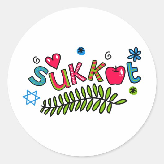 Sukkot Juwish Holiday Text Runder Aufkleber (Vorderseite)