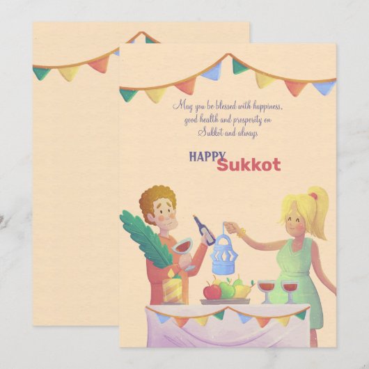 Sukkot Table Grußkarte (Vorne/Hinten)