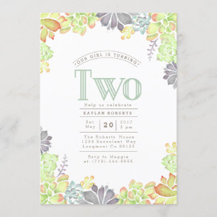 Sukkuläre Bliss Wasserfarbe Einladung zur Geburt