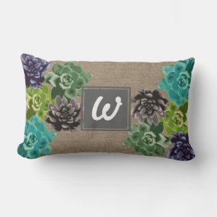 Sukkuläre Blume Burlap - Personalisiert Lendenkissen