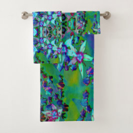 Sukkuläre Blume des Wassers, Lila und blau Badhandtuch Set
