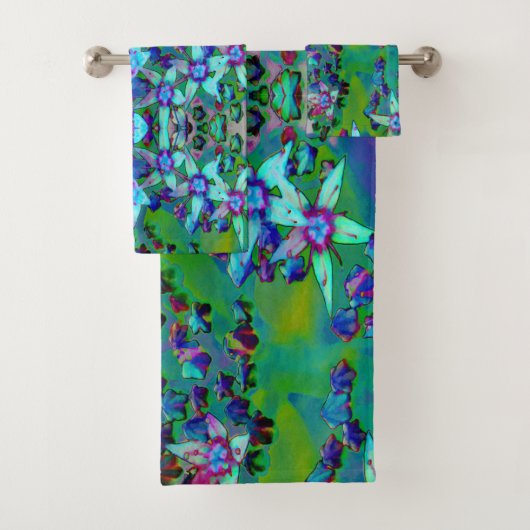 Sukkuläre Blume des Wassers, Lila und blau Badhandtuch Set (Insitu)
