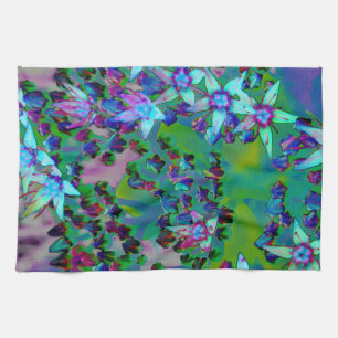 Sukkuläre Blume des Wassers, Lila und blau Geschirrtuch