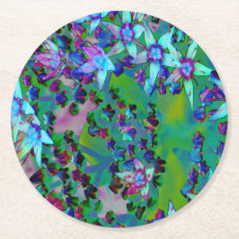 Sukkuläre Blume des Wassers, Lila und blau Runder Pappuntersetzer