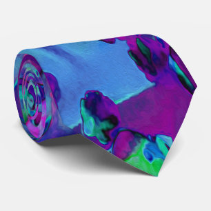 Sukkuläre Blume in Aquamarin, Magenta und Blau Krawatte
