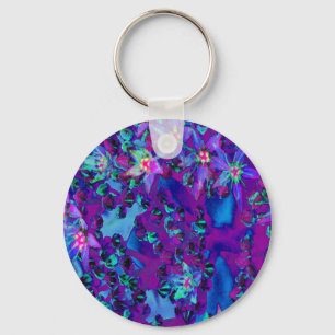 Sukkuläre Blume in Aquamarin, Magenta und Blau Schlüsselanhänger