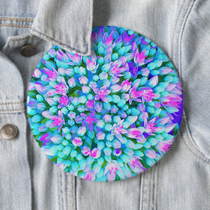 Sukkuläre Blume in Blau und Heiß-Rosa Button