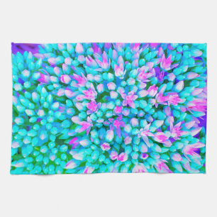 Sukkuläre Blume in Blau und Heiß-Rosa Geschirrtuch