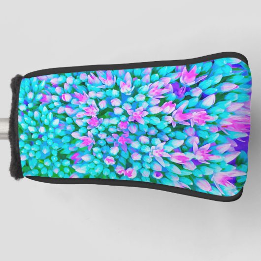 Sukkuläre Blume in Blau und Heiß-Rosa Golf Headcover (Vorderseite)
