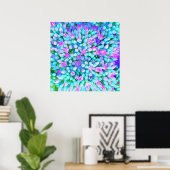 Sukkuläre Blume in Blau und Heiß-Rosa Poster (Heimbüro)