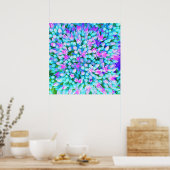 Sukkuläre Blume in Blau und Heiß-Rosa Poster (Küche)