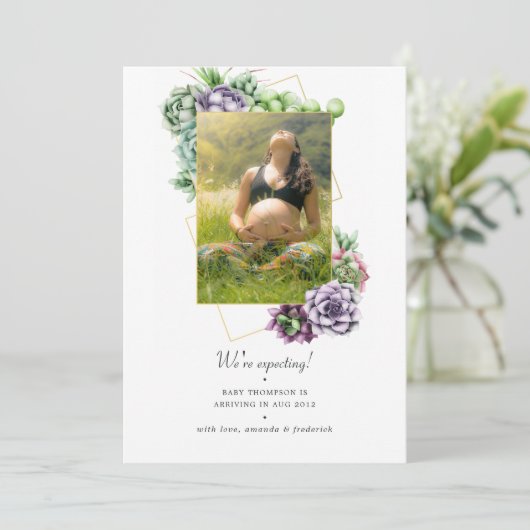 Sukkuläre geometrische Foto-Schwangerschaft Ankündigung (Stehend Vorderseite)