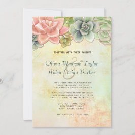 Sukkuläre Hochzeit von Wasserfarben - Option 2 Einladung