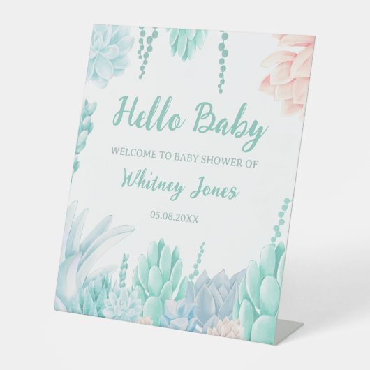 Sukkuläre Niedliche Kinderdusche Begrüßung Sockelschild (Vorderseite)