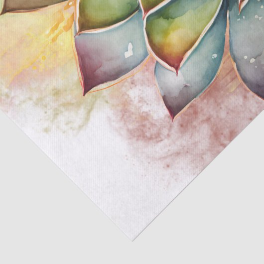Sukkuläre Pflanze Blumendekoupage Wasserfarbe Seidenpapier (Detail)