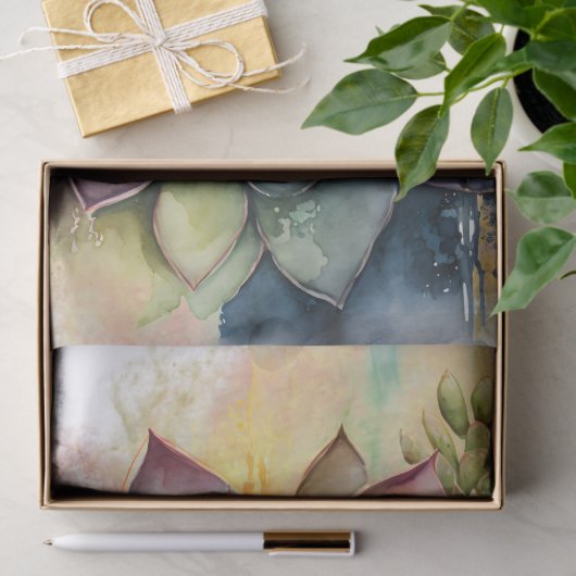 Sukkuläre Pflanze Blumendekoupage Wasserfarbe Seidenpapier (Geschenk)