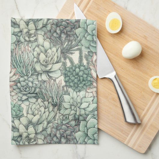 Sukkuläre Pflanze Grüne Geburtstagspartei Geschirrtuch (Viertel Falte)
