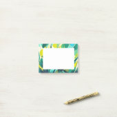 Sukkuläre Pflanze in grün und gelb Post-it Klebezettel (Auf Schreibtisch)