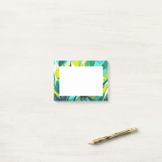 Sukkuläre Pflanze in grün und gelb Post-it Klebezettel (Auf Schreibtisch)